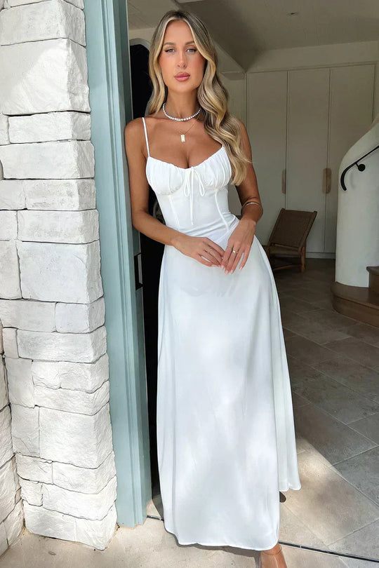Women's Sweetheart Tie Front Maxi Dress