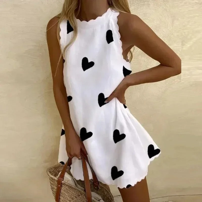 Women's Scalloped Edge Sleeveless Swing Mini Dress
