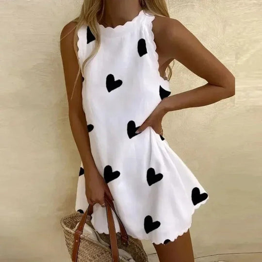 Women's Scalloped Edge Sleeveless Swing Mini Dress