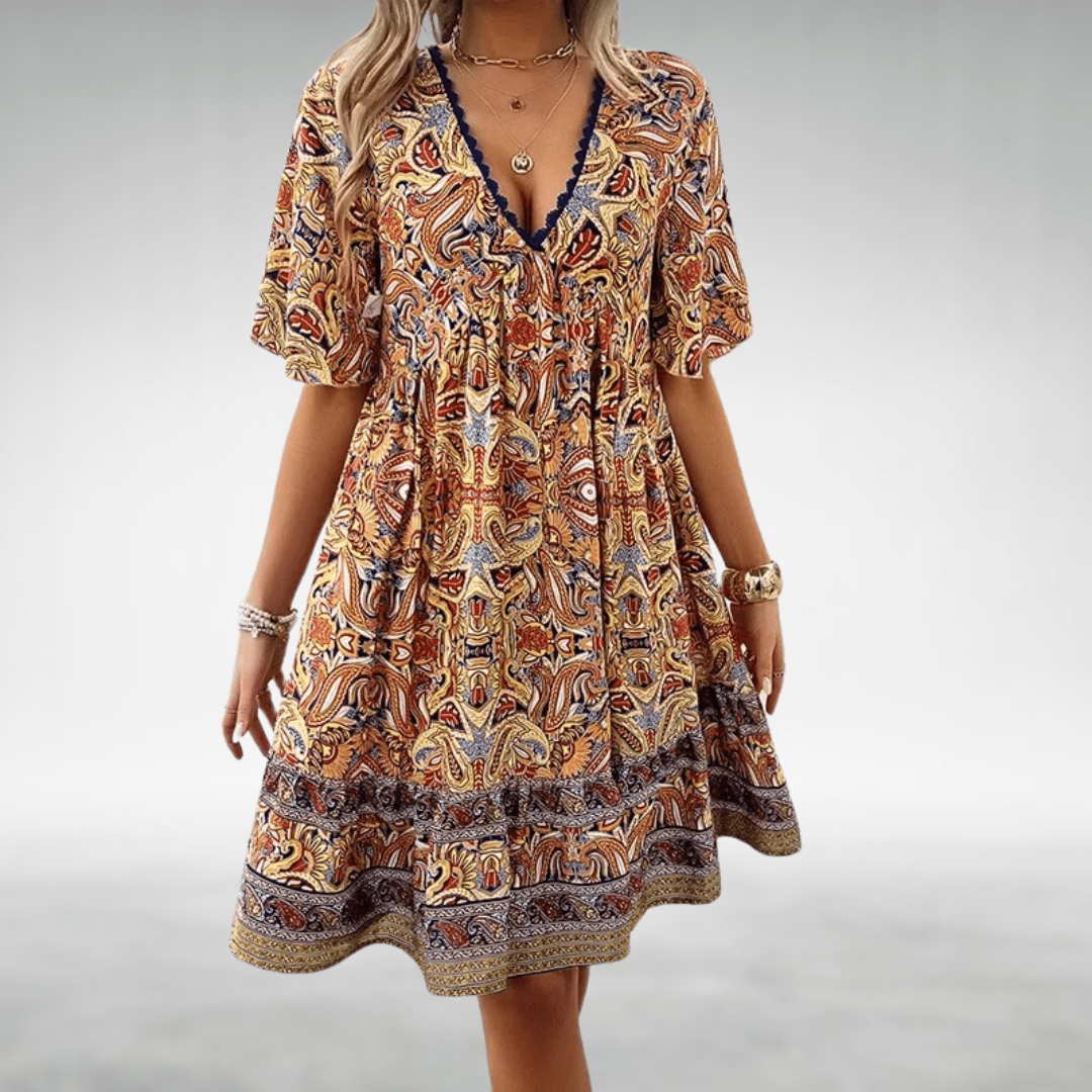 Women's Bohemian Paisley Print Swing Dress