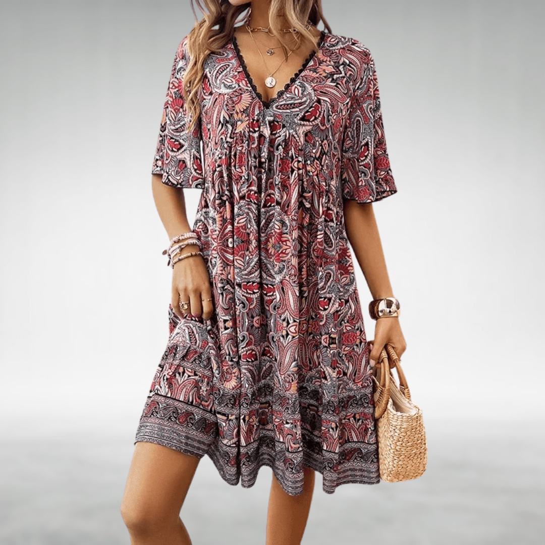 Women's Bohemian Paisley Print Swing Dress