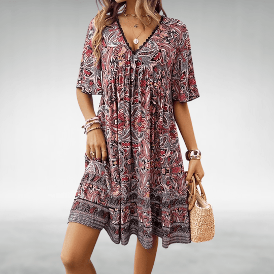 Women's Bohemian Paisley Print Swing Dress