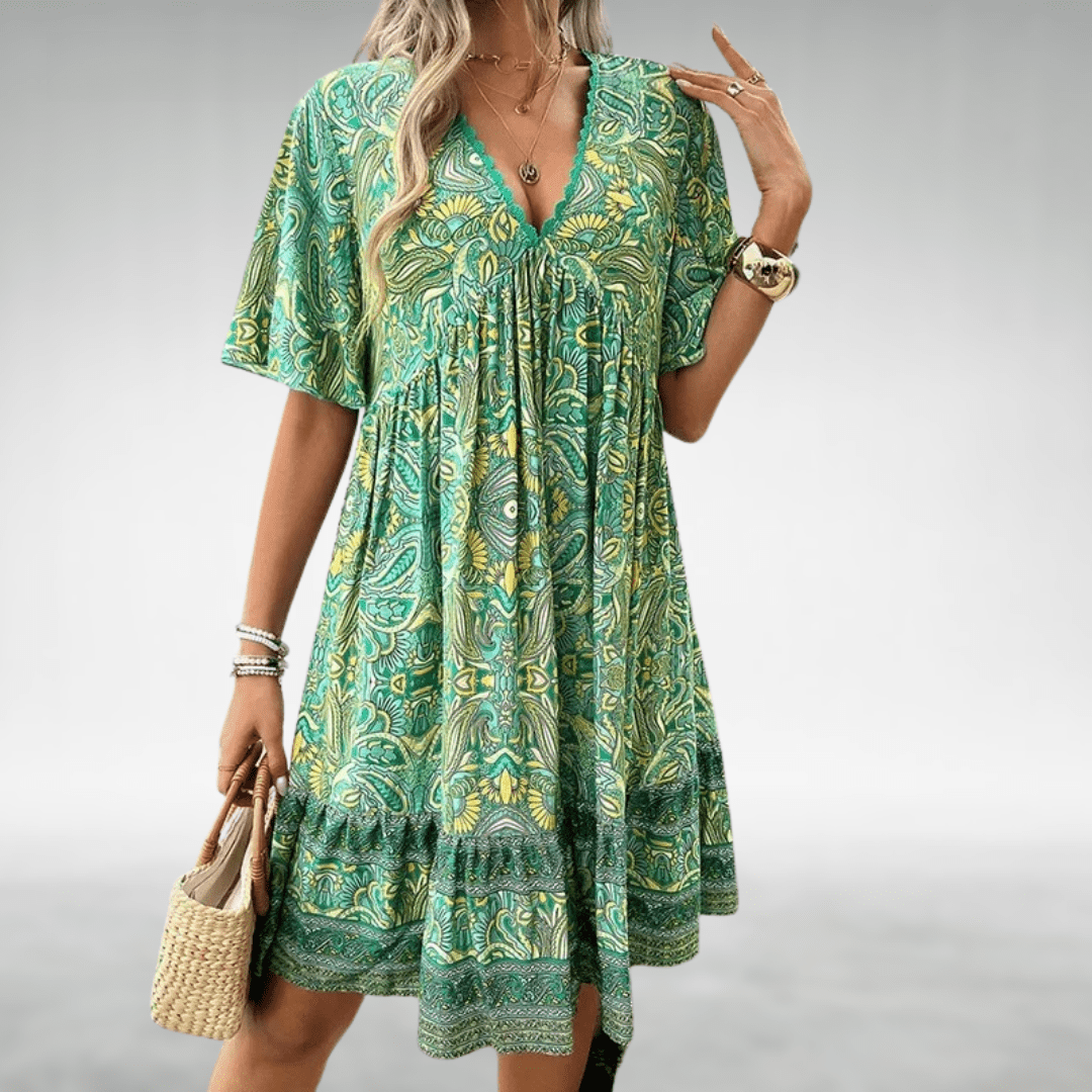 Women's Bohemian Paisley Print Swing Dress