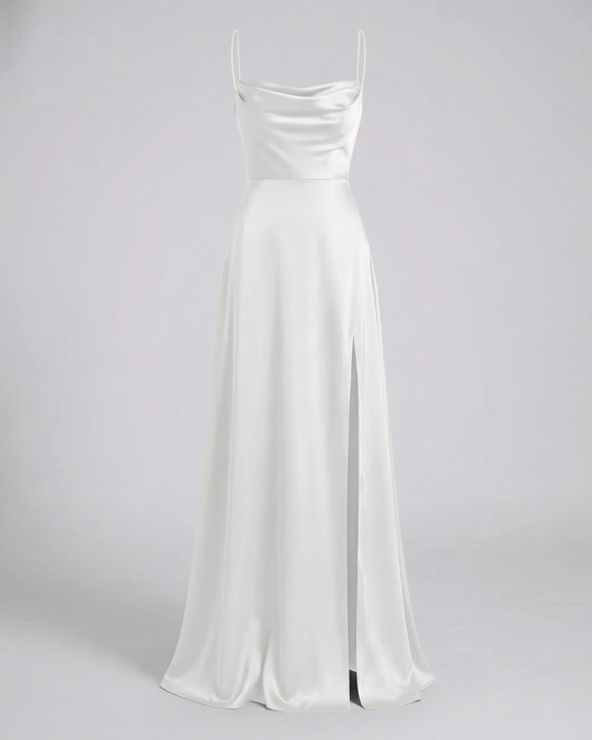 Women's Satin Cowl Neck Evening Maxi Dress