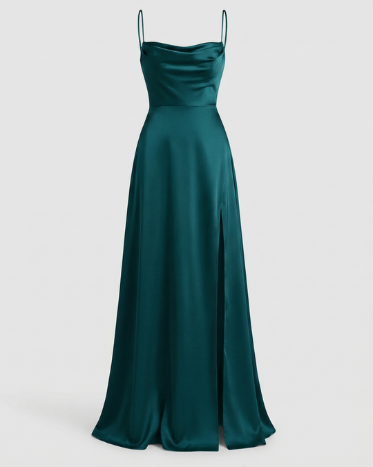 Women's Satin Cowl Neck Evening Maxi Dress