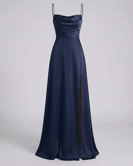 Women's Satin Cowl Neck Evening Maxi Dress