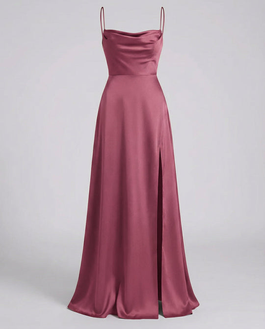 Women's Satin Cowl Neck Evening Maxi Dress