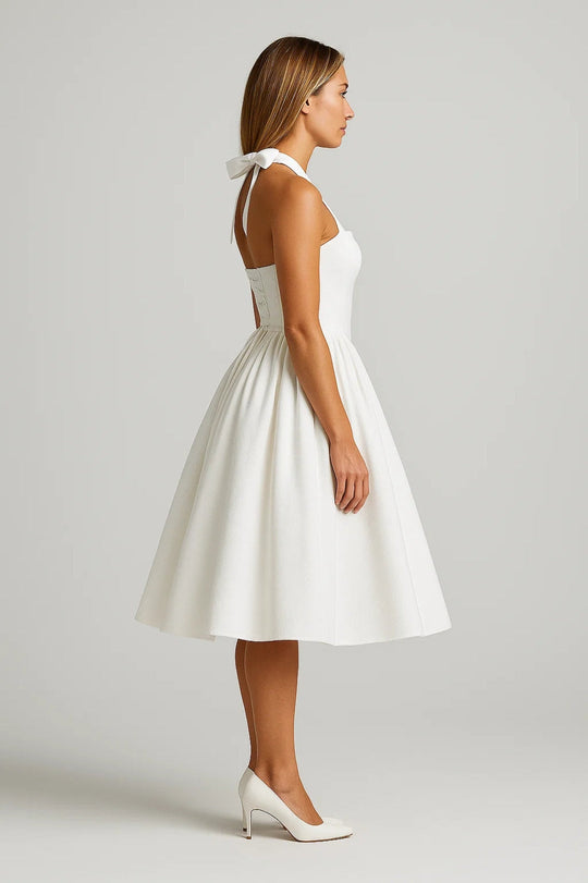 Women's Halter Neck A-Line Midi Dress