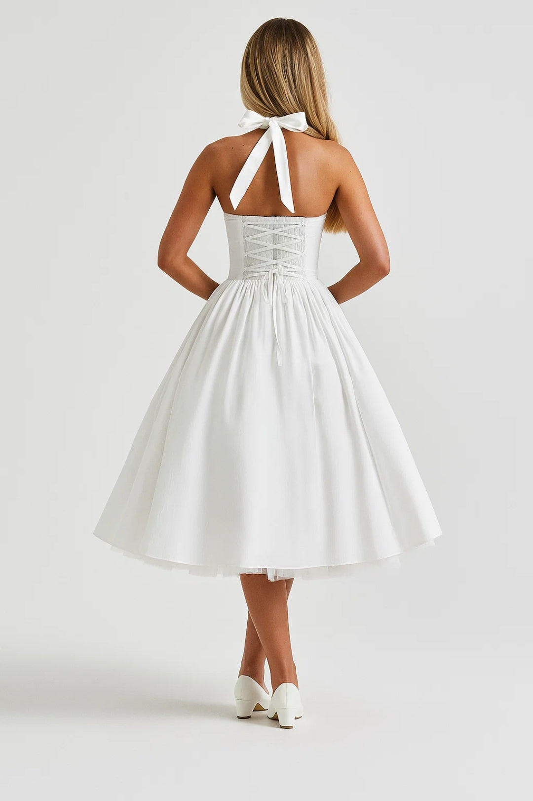 Women's Halter Neck A-Line Midi Dress