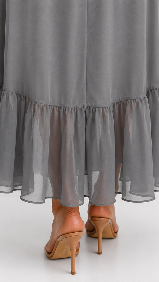 Women's V-Neck Tie Waist High Low Midi Dress