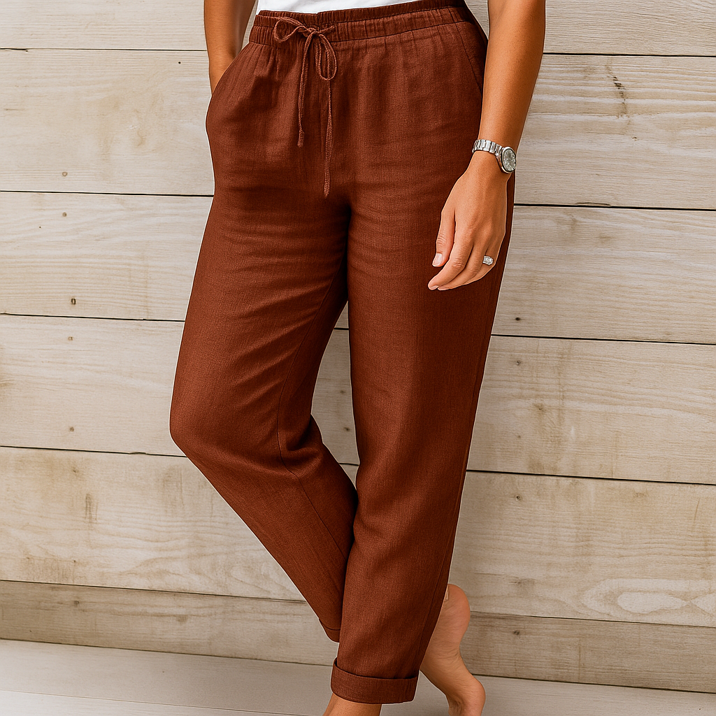 Women's Relaxed Drawstring Linen Blend Pants