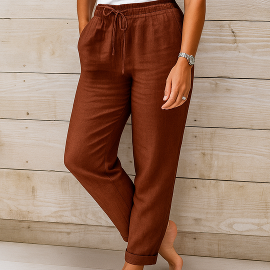 Women's Relaxed Drawstring Linen Blend Pants
