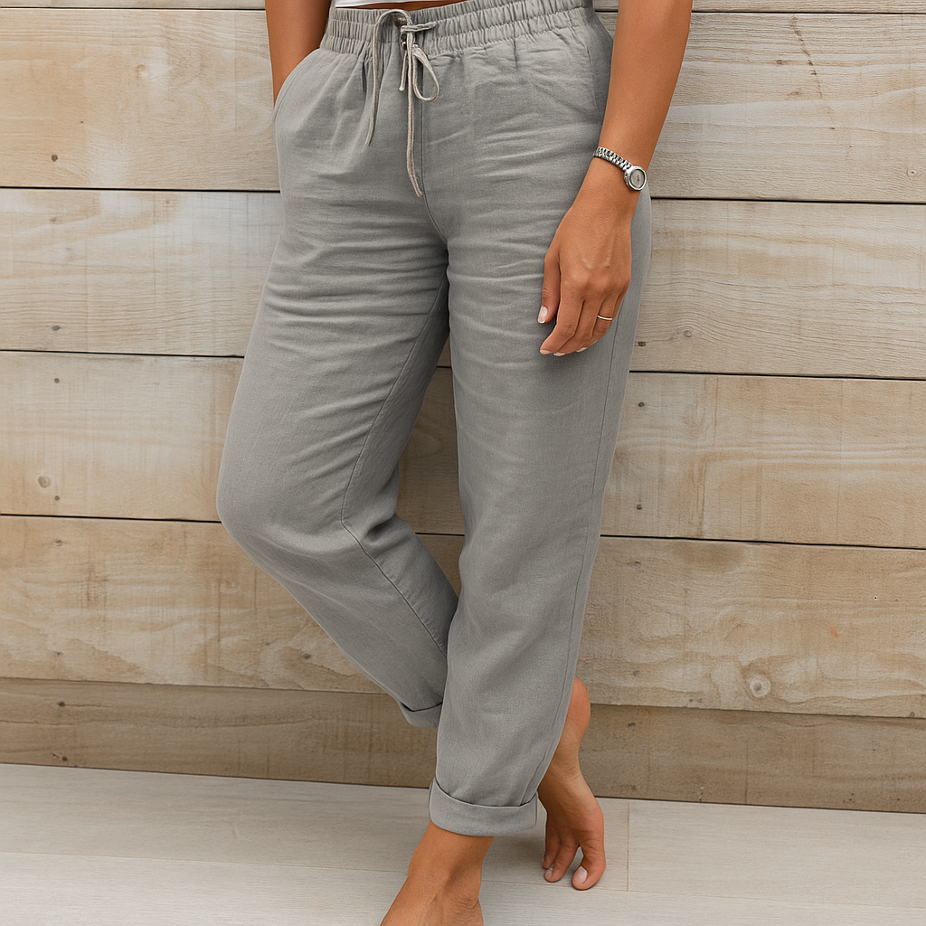 Women's Relaxed Drawstring Linen Blend Pants