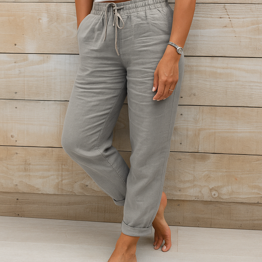 Women's Relaxed Drawstring Linen Blend Pants