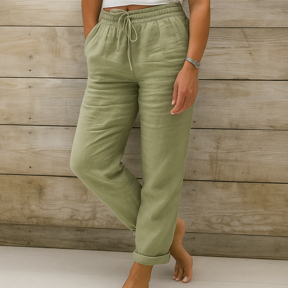 Women's Relaxed Drawstring Linen Blend Pants