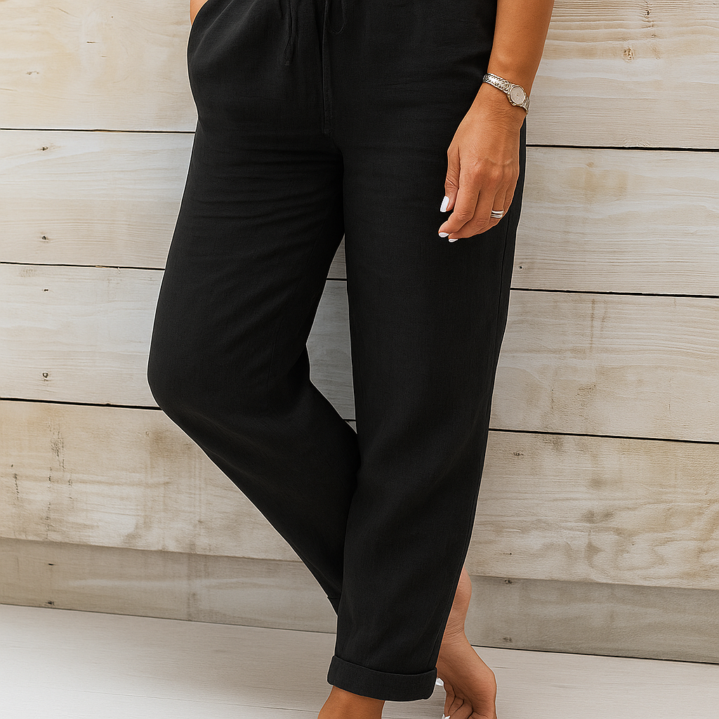 Women's Relaxed Drawstring Linen Blend Pants
