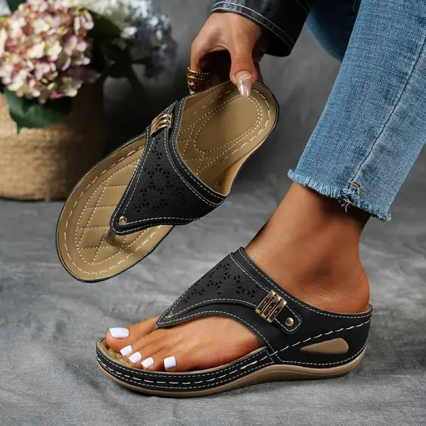Women's Perforated Comfort Slip-On Sandals