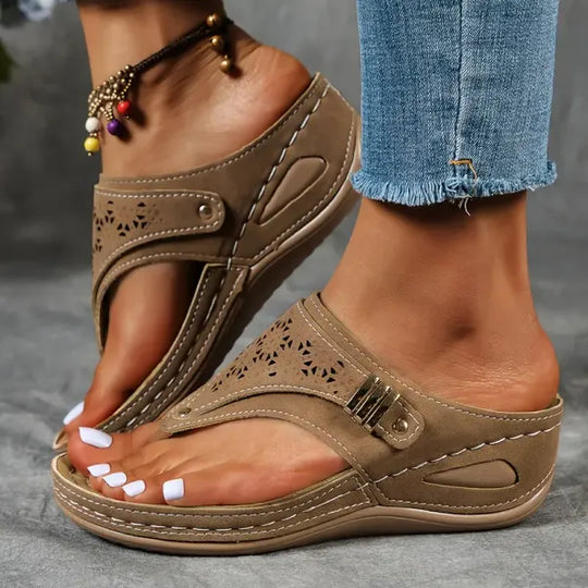 Women's Perforated Comfort Slip-On Sandals