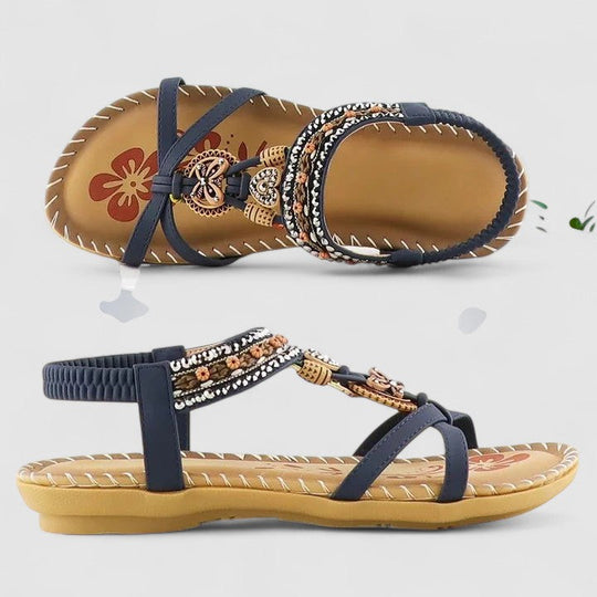 Women's Bohemian Beaded T-Strap Comfort Sandals