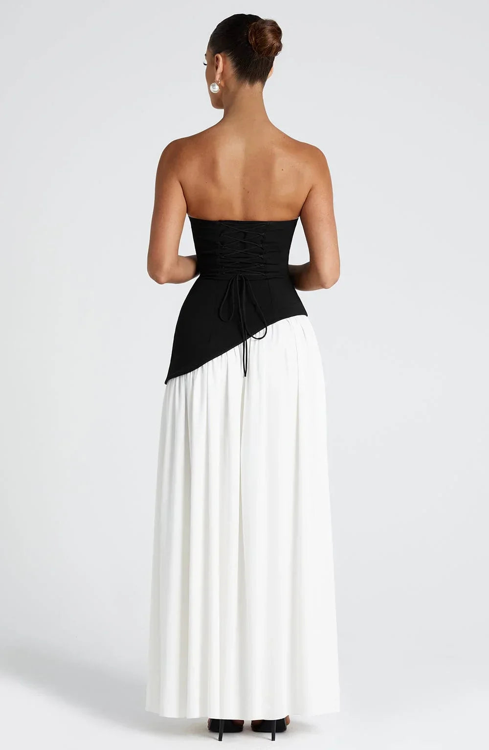 Women's Strapless Scarf-Neck High-Slit Maxi Evening Dress