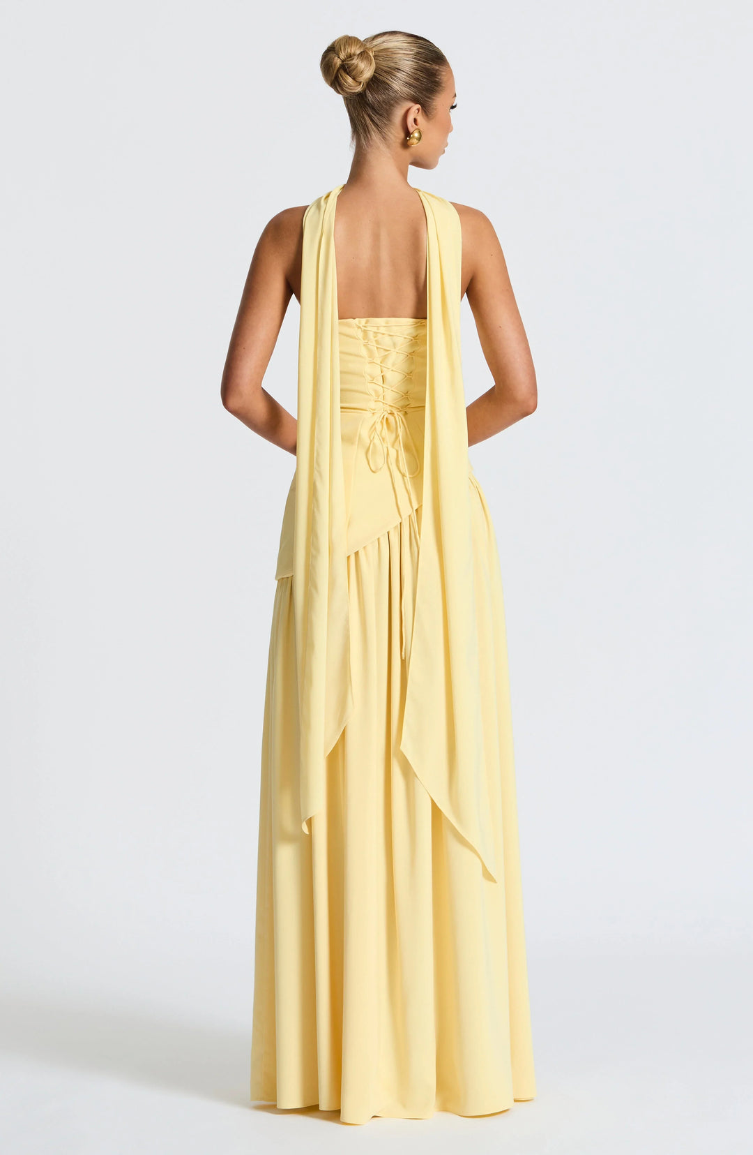 Women's Strapless Scarf-Neck High-Slit Maxi Evening Dress