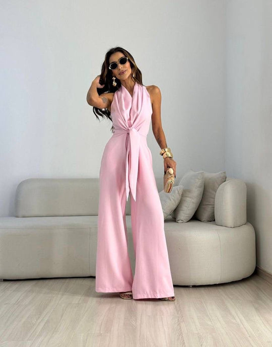 Eleganter Damen-Jumpsuit mit Neckholder und weitem Bein