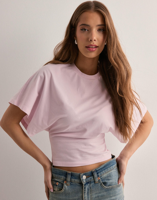 Women's Batwing Sleeve Waist-Cinched Cropped Top