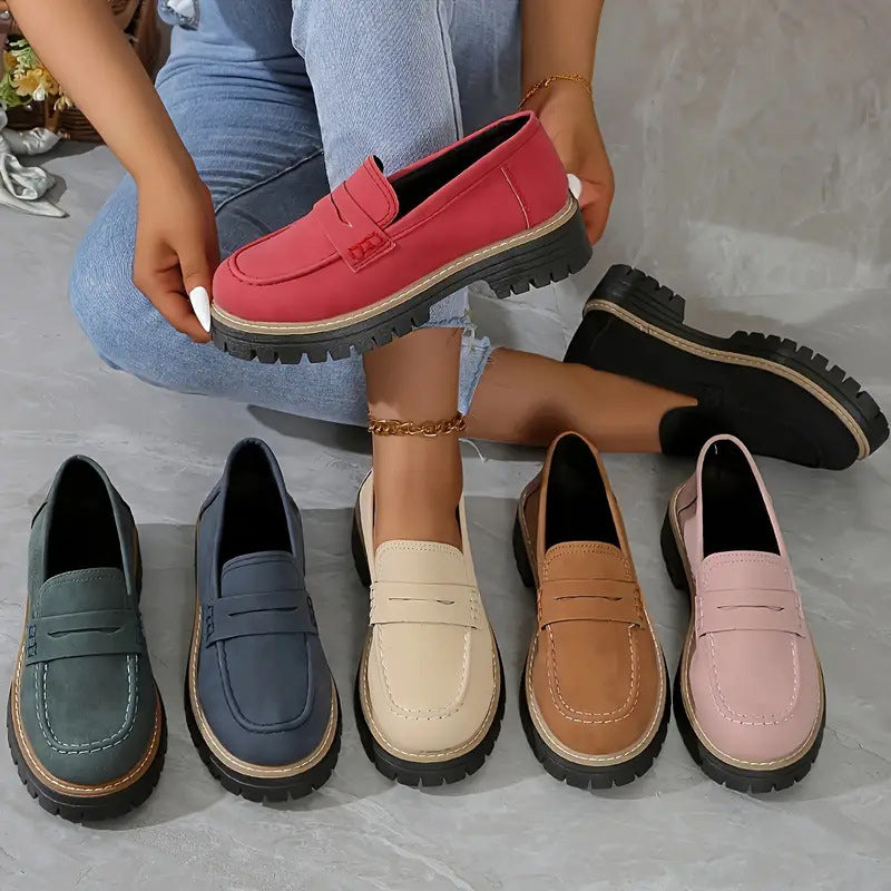 Damen Klassische Plateau Penny Loafers