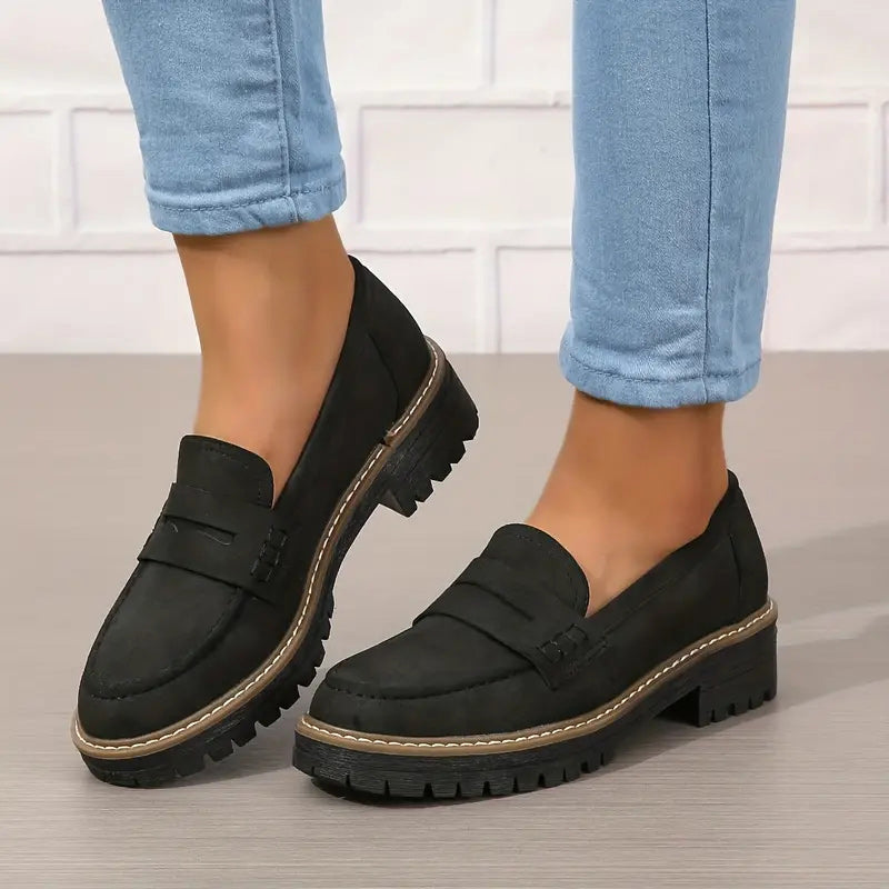 Damen Klassische Plateau Penny Loafers
