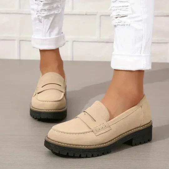 Damen Klassische Plateau Penny Loafers