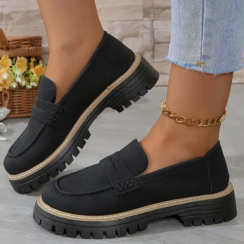 Damen Klassische Plateau Penny Loafers