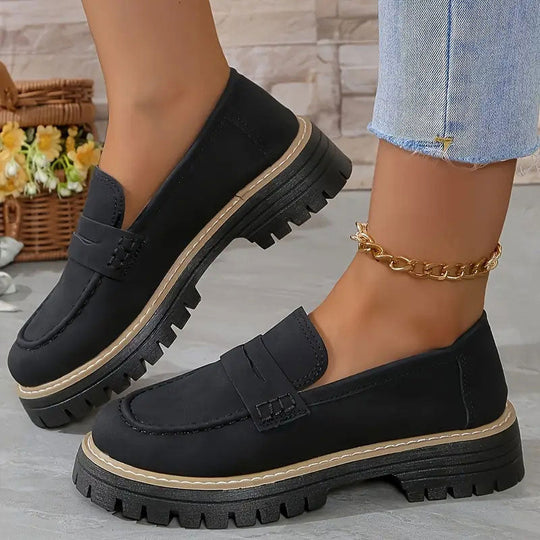 Damen Klassische Plateau Penny Loafers