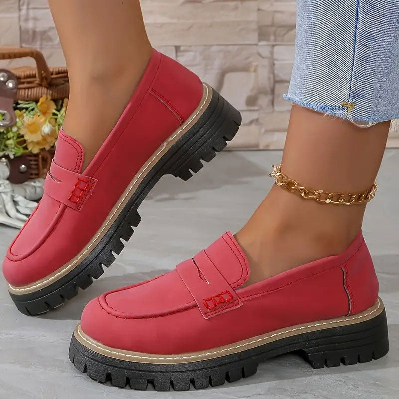 Damen Klassische Plateau Penny Loafers