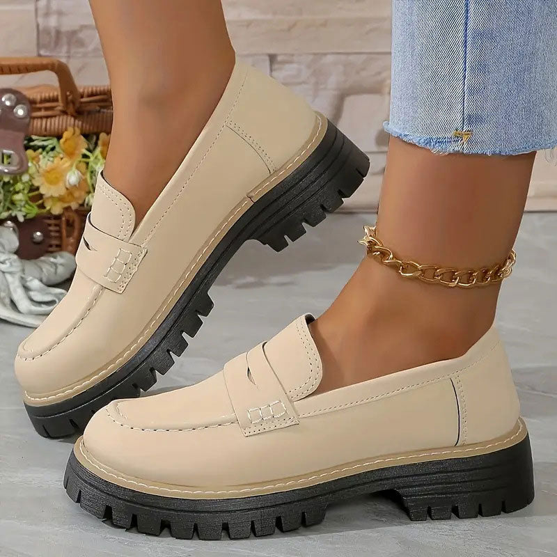 Damen Klassische Plateau Penny Loafers