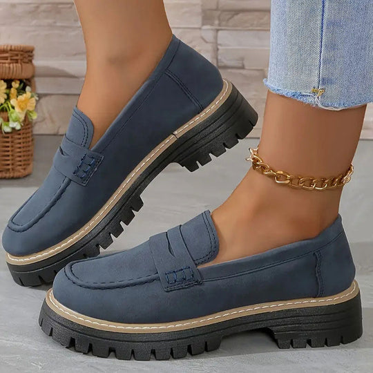 Damen Klassische Plateau Penny Loafers