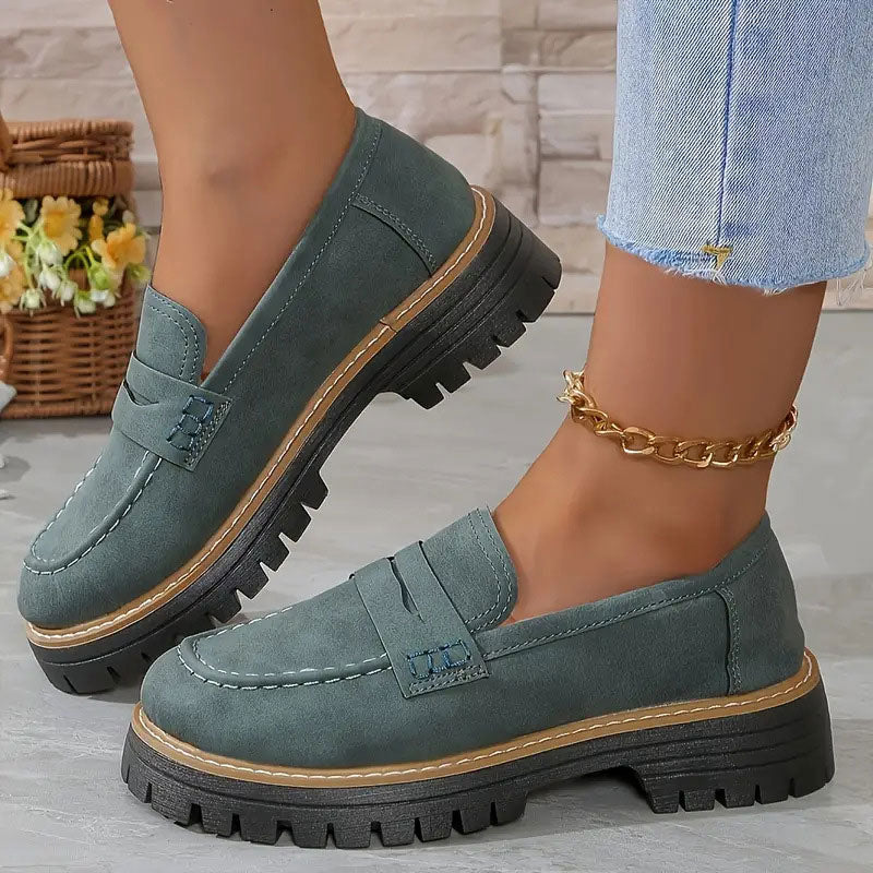 Damen Klassische Plateau Penny Loafers
