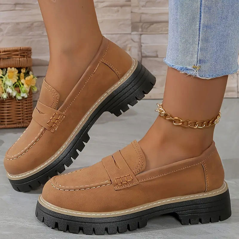 Damen Klassische Plateau Penny Loafers