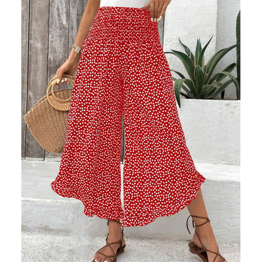 Damen Fließende Weitbein Palazzo-Hose mit Blumenmuster