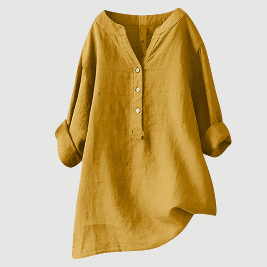 Women's Relaxed Button-Detail Tunic Blouse