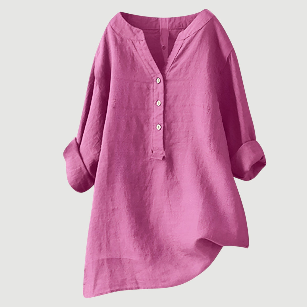 Women's Relaxed Button-Detail Tunic Blouse