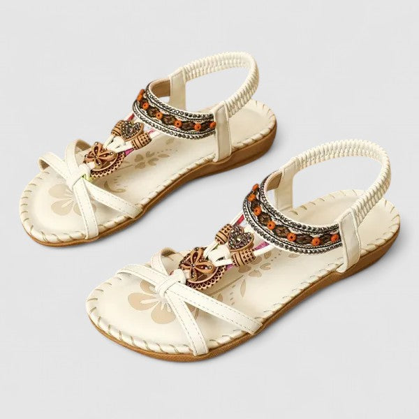 Women's Bohemian Beaded T-Strap Comfort Sandals