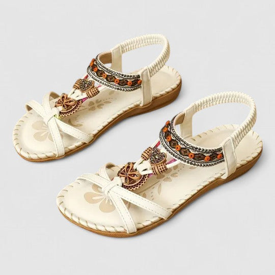 Women's Bohemian Beaded T-Strap Comfort Sandals
