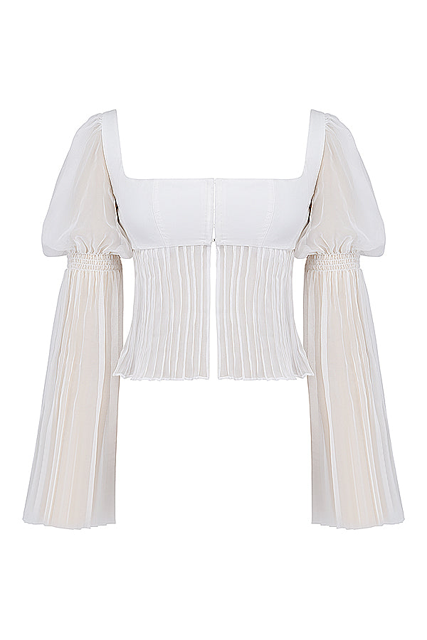Women's Romantic Pleated Sleeve Peplum Blouse
