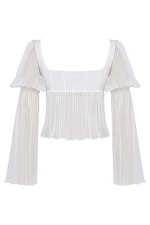 Women's Romantic Pleated Sleeve Peplum Blouse